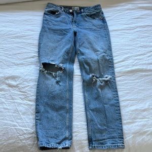 Zara high rise slim fit distressed jeans 28